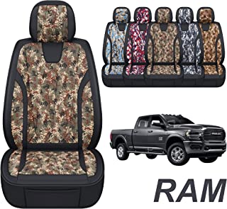 GXT Dodge RAM Seat Cover Complete Set Fits Select 2013-2021 Dodge RAM 1500 2500 3500 Pickup Truck Waterproof Synthetic Leather Car Seat Cover and Cushion (Camo*)
