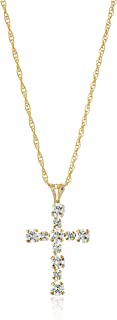 10k Yellow Gold Swarovski Zirconia Cross Pendant Necklace (1/2 cttw), 18"